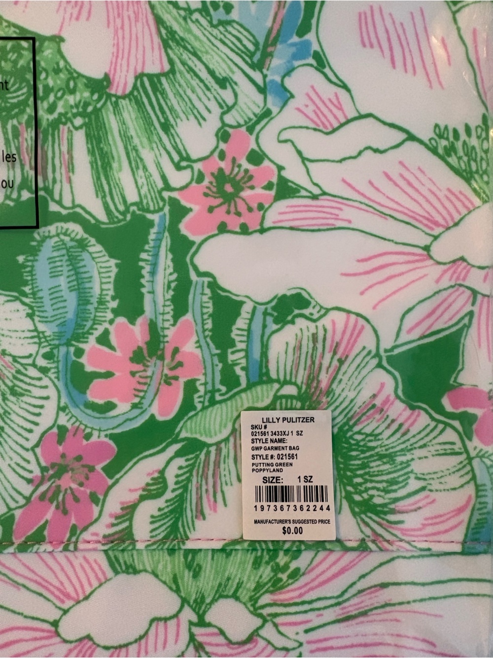 Lilly Pulitzer Floral Garment Bag Green Poppyland NWT - Picture 5 of 6